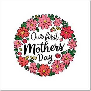 Our first mothers day vintage fun print shirt Posters and Art